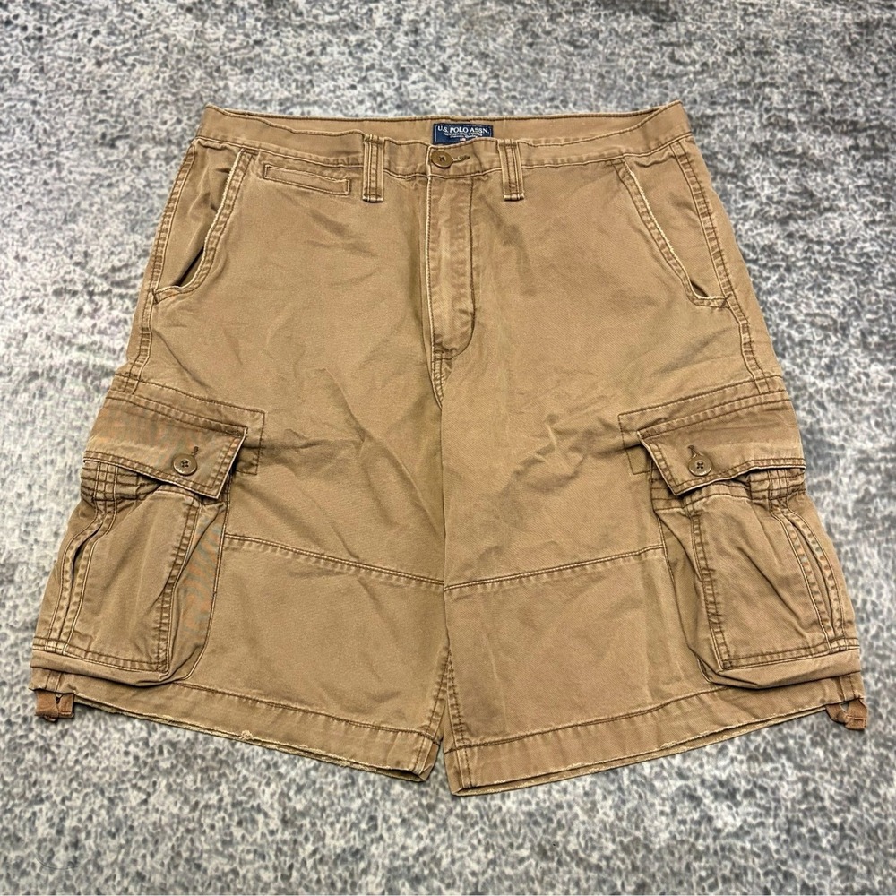U.S. Polo ASSN Cargo Shorts Mens 38 Brown Baggy Utility Outdoor Skater Y2K